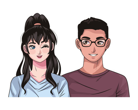 interracial young lovers coupleのイラスト素材