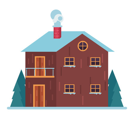 brown house with snowのイラスト素材