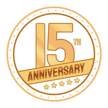 fifteenth anniversary golden badgeのイラスト素材