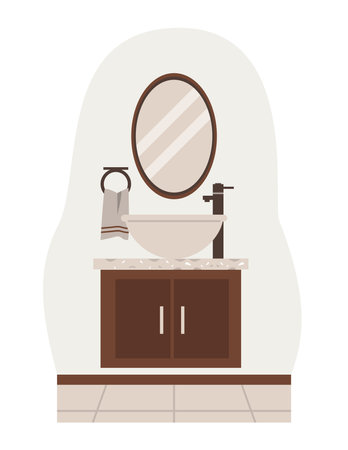 bathroom cabinet and mirrorのイラスト素材