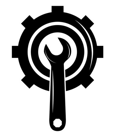 wrench key and gearのイラスト素材