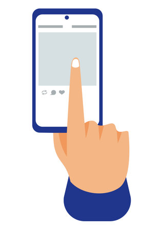 hand human touching smartphoneのイラスト素材