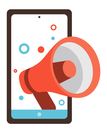 smartphone with megaphoneのイラスト素材