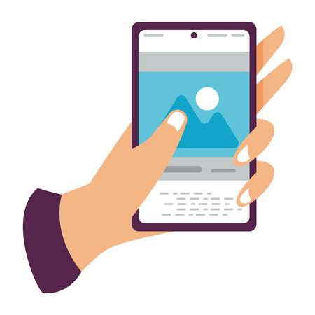 hand with smartphone deviceのイラスト素材