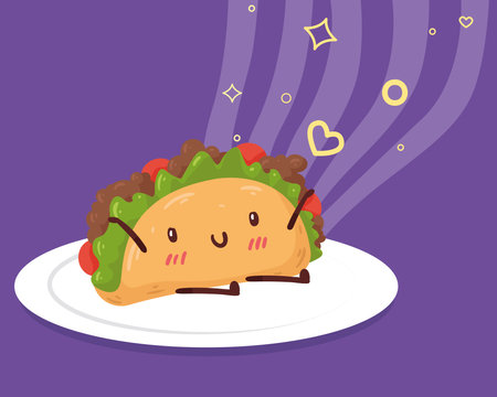 mexican taco kawaiiのイラスト素材