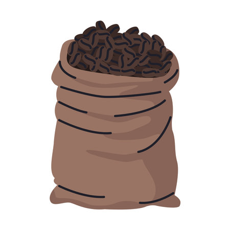 coffee beans in sackのイラスト素材