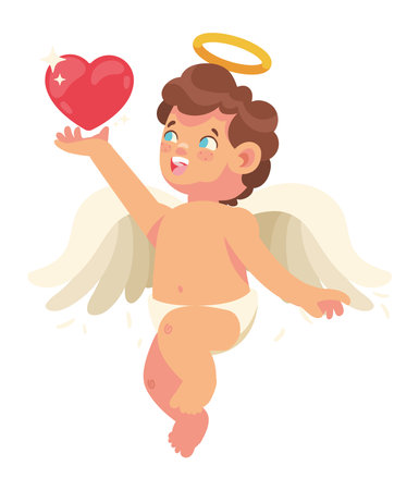 cupid angel lifting heartのイラスト素材