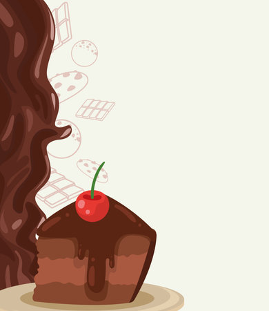 sweet chocolate cake portionのイラスト素材