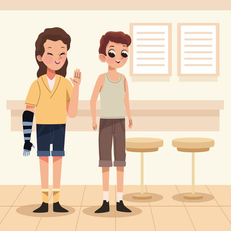 skinny and one armed womanのイラスト素材