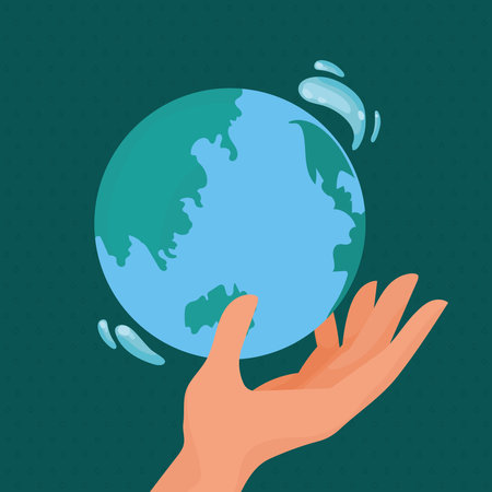 eco hand with earth planetのイラスト素材