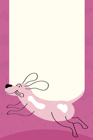 cute pink dog frameのイラスト素材