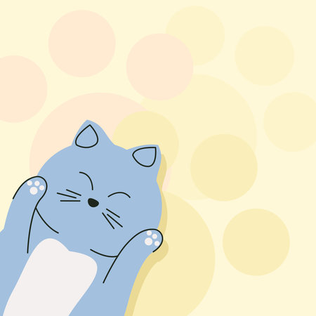 blue cute little catのイラスト素材
