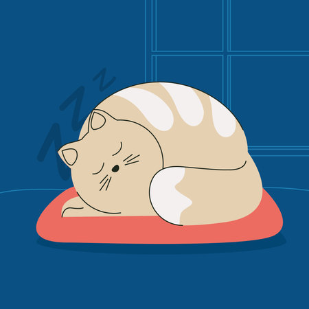 cute cat sleeping in pillowのイラスト素材