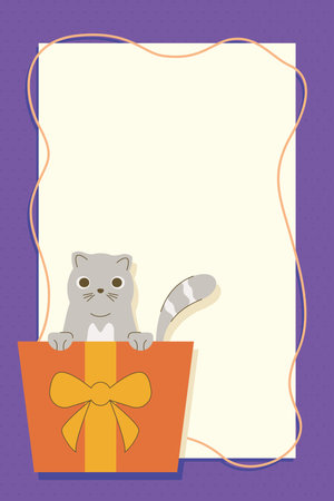 little cat in giftのイラスト素材
