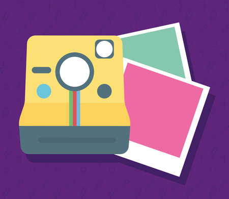 camera and pictures nineties styleのイラスト素材