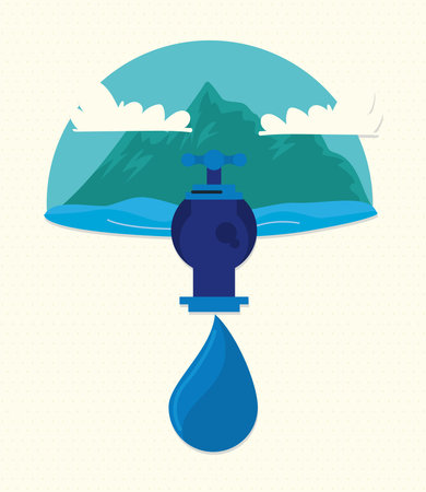 water tap in landscapeのイラスト素材