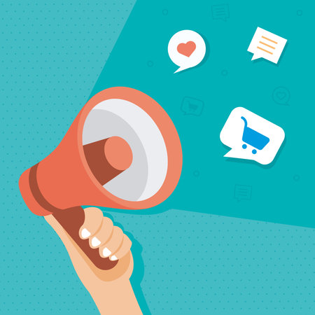 hand with red megaphoneのイラスト素材