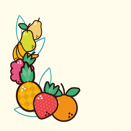 fresh fruits healthy borderのイラスト素材