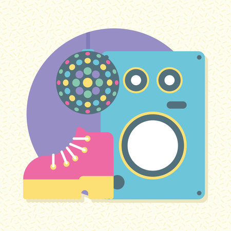 shoes and speaker nineties styleのイラスト素材