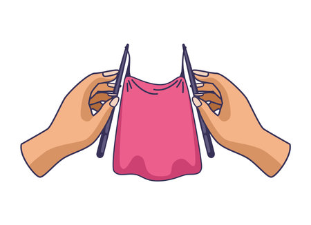 knitting yarn with needlesのイラスト素材