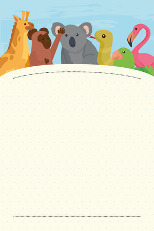 cute animals in frameのイラスト素材