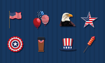 eight usa flag iconsのイラスト素材