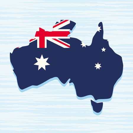 australian flag in mapのイラスト素材
