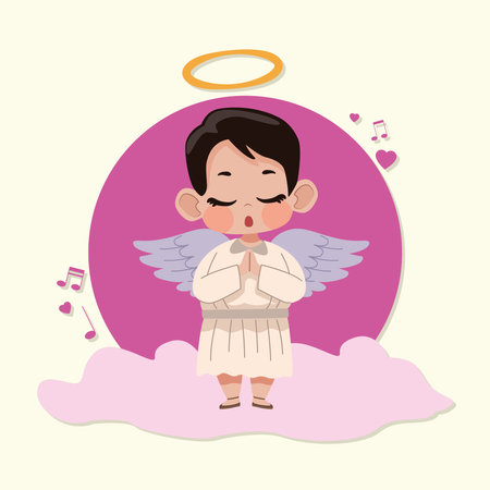 cupid angel prayingのイラスト素材