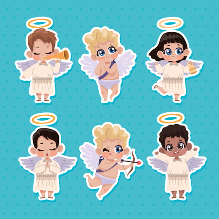 six cupid angels groupのイラスト素材