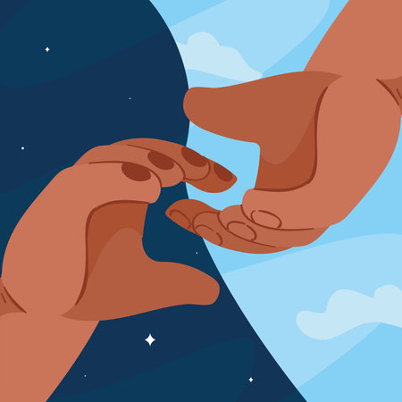 afro in love hands touchingのイラスト素材