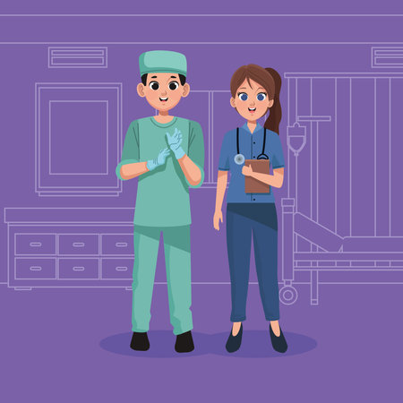 young doctors coupleのイラスト素材