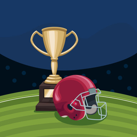 american football helmet with trophyのイラスト素材