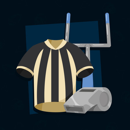 american football arc with refeere equipmentのイラスト素材