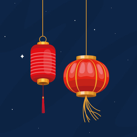 chinese lamps hangingのイラスト素材