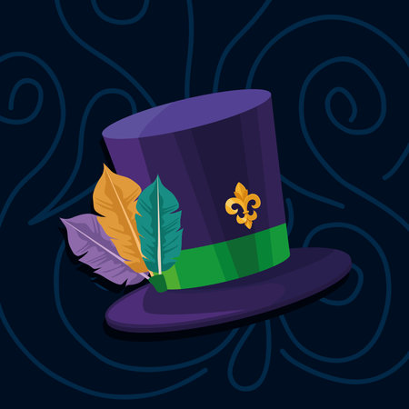 purple tophat with feathersのイラスト素材