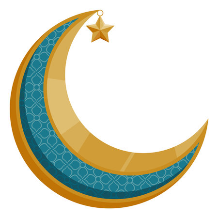 muslim crescent moon and starのイラスト素材