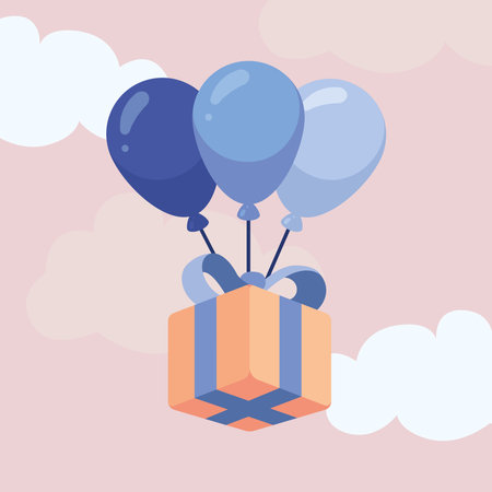 balloons helium with giftのイラスト素材
