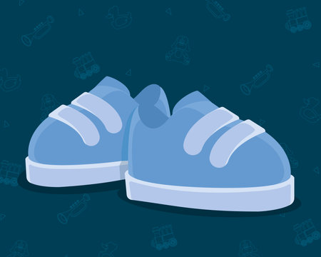 blue baby boy shoesのイラスト素材
