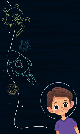 little kid boy in the space