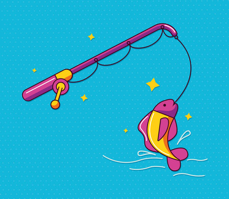 fishing with rod hobbieのイラスト素材