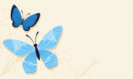 beauty blue butterflies insectsのイラスト素材