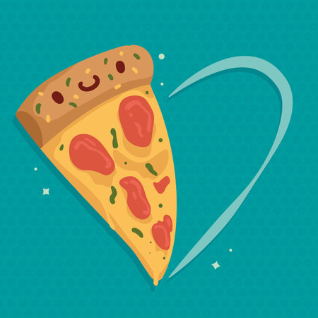 italian pizza fast food kawaiiのイラスト素材