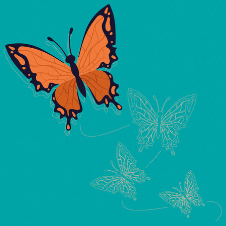 beauty orange butterfly insectのイラスト素材