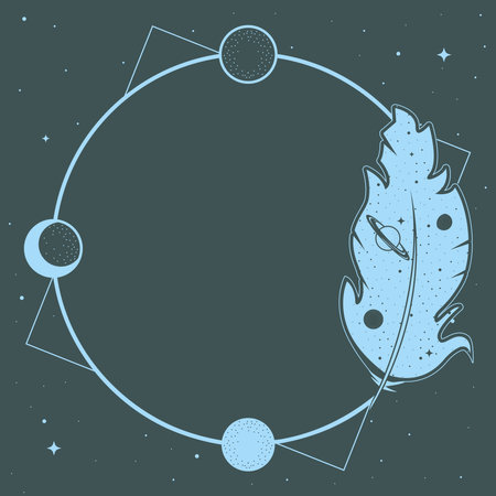 feather surreal astrology styleのイラスト素材