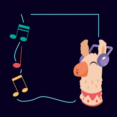 llama listening musicのイラスト素材