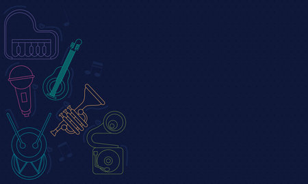 musical instruments neon styleのイラスト素材