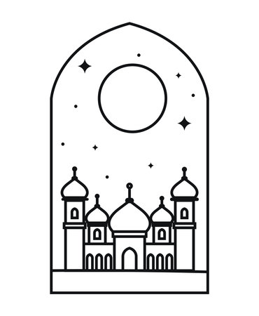muslim mosque in frameのイラスト素材