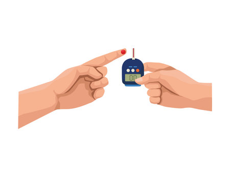 hands using glucometerのイラスト素材