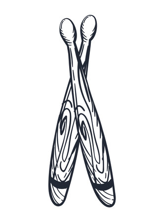 wooden drum stickのイラスト素材