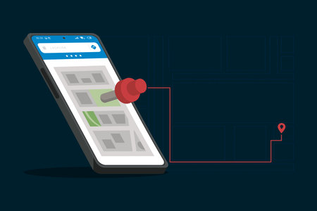 smartphone with gps route appのイラスト素材